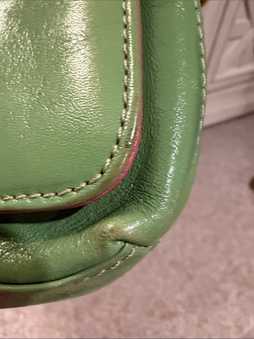 kate spade Vintage Green Leather Shoulder Bag with Gold Hardware